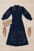 Jasmine Sapphire Lace Midi Dress