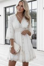 Joss White Embroidered Fit & Flare Dress