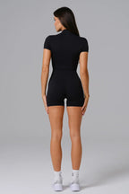 Short-Sleeve Zip-Front Active Jumpsuit