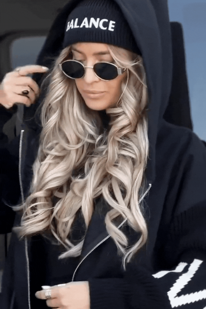 Kelly Black Drawstring Hooded Coat
