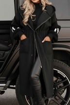 Kelly Black Drawstring Hooded Coat