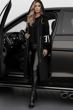 Kelly Black Drawstring Hooded Coat