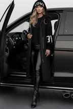 Kelly Black Drawstring Hooded Coat