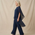 Kimmy Draped Palazzo Trouser Set in Blue by Aurelia Sun