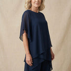 Kimmy Draped Palazzo Trouser Set in Blue by Aurelia Sun