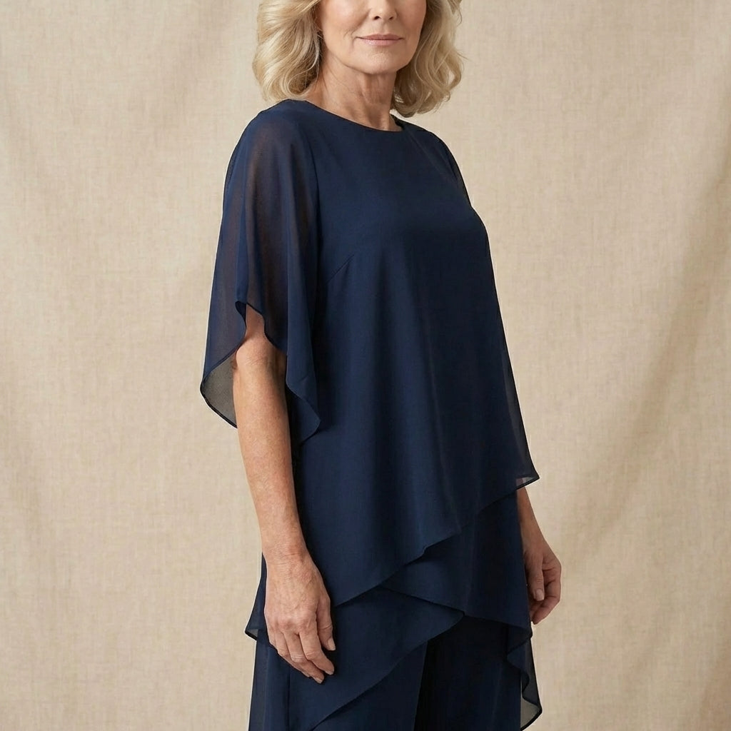 Kimmy Draped Palazzo Trouser Set in Blue by Aurelia Sun