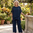 Kimmy Draped Palazzo Trouser Set in Hot Pink by Aurelia Sun