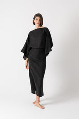 Kimonos Linen Wrap Dress – Black