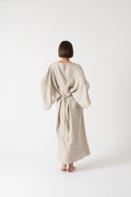 Kimonos Linen Wrap Dress – Oatmeal by Aurelia Sun