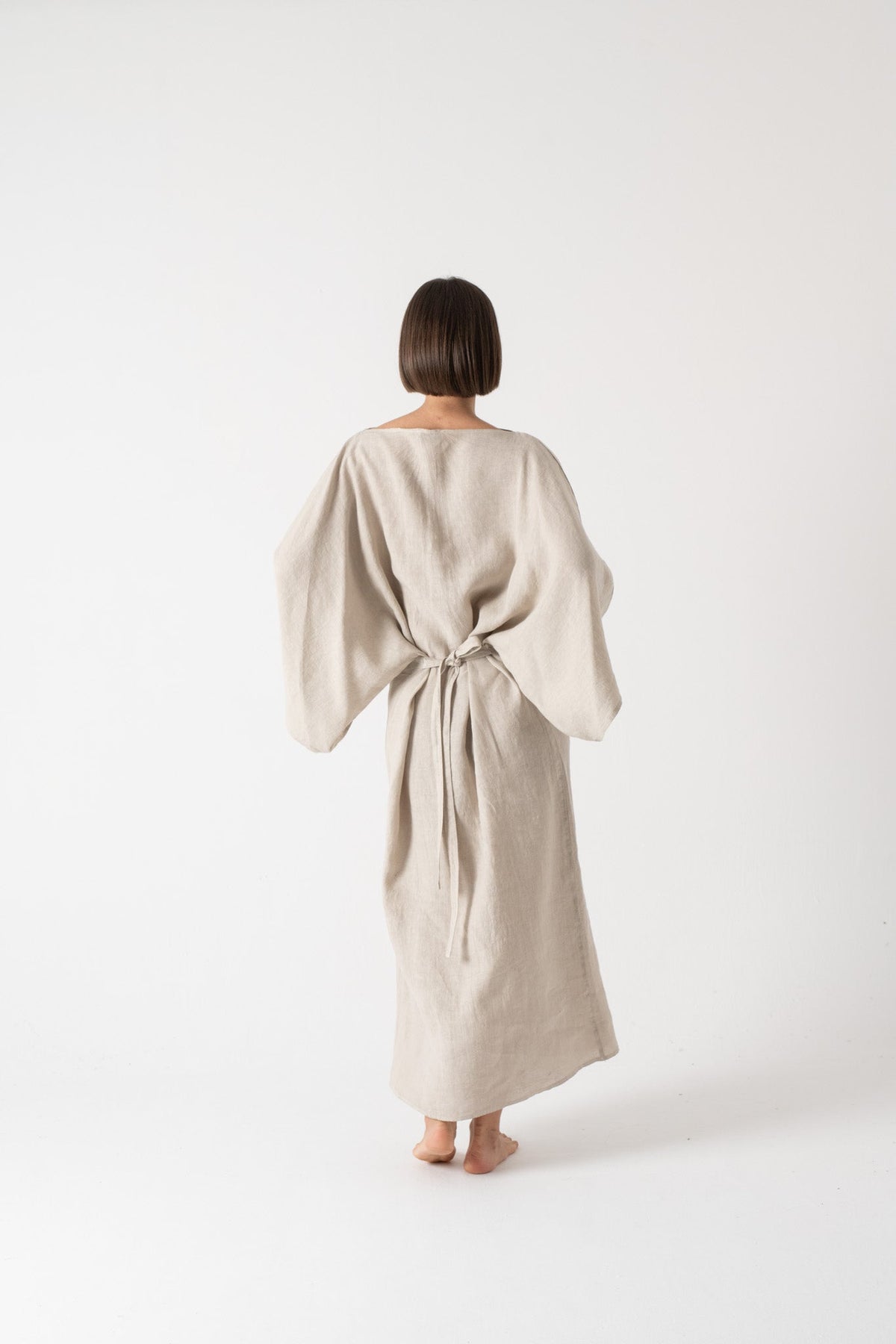 Kimonos Linen Wrap Dress – Oatmeal by Aurelia Sun
