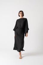 Kimonos Linen Wrap Dress – Black by Aurelia Sun