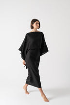 Kimonos Linen Wrap Dress – Black by Aurelia Sun