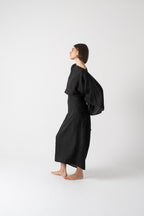 Kimonos Linen Wrap Dress – Black by Aurelia Sun