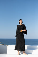 Kimonos Linen Wrap Dress – Black by Aurelia Sun
