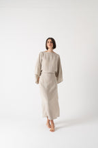 Kimonos Linen Wrap Dress – Oatmeal by Aurelia Sun