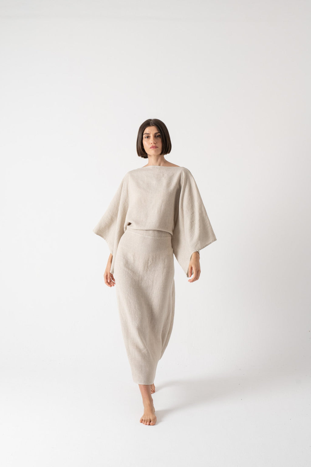 Kimonos Linen Wrap Dress – Oatmeal by Aurelia Sun