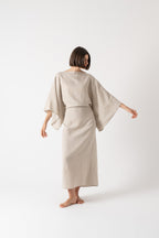 Kimonos Linen Wrap Dress – Oatmeal by Aurelia Sun