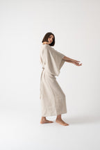 Kimonos Linen Wrap Dress – Oatmeal by Aurelia Sun