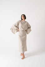 Kimonos Linen Wrap Dress – Oatmeal by Aurelia Sun