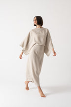 Kimonos Linen Wrap Dress – Oatmeal by Aurelia Sun