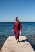Kimonos Linen Wrap Dress – Wine by Aurelia Sun