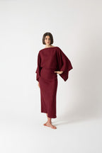 Kimonos Linen Wrap Dress – Wine by Aurelia Sun