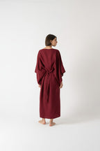 Kimonos Linen Wrap Dress – Wine by Aurelia Sun
