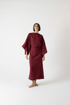 Kimonos Linen Wrap Dress – Wine by Aurelia Sun