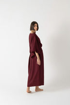 Kimonos Linen Wrap Dress – Wine by Aurelia Sun