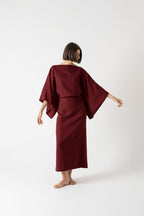 Kimonos Linen Wrap Dress – Wine by Aurelia Sun