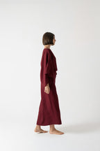 Kimonos Linen Wrap Dress – Wine by Aurelia Sun