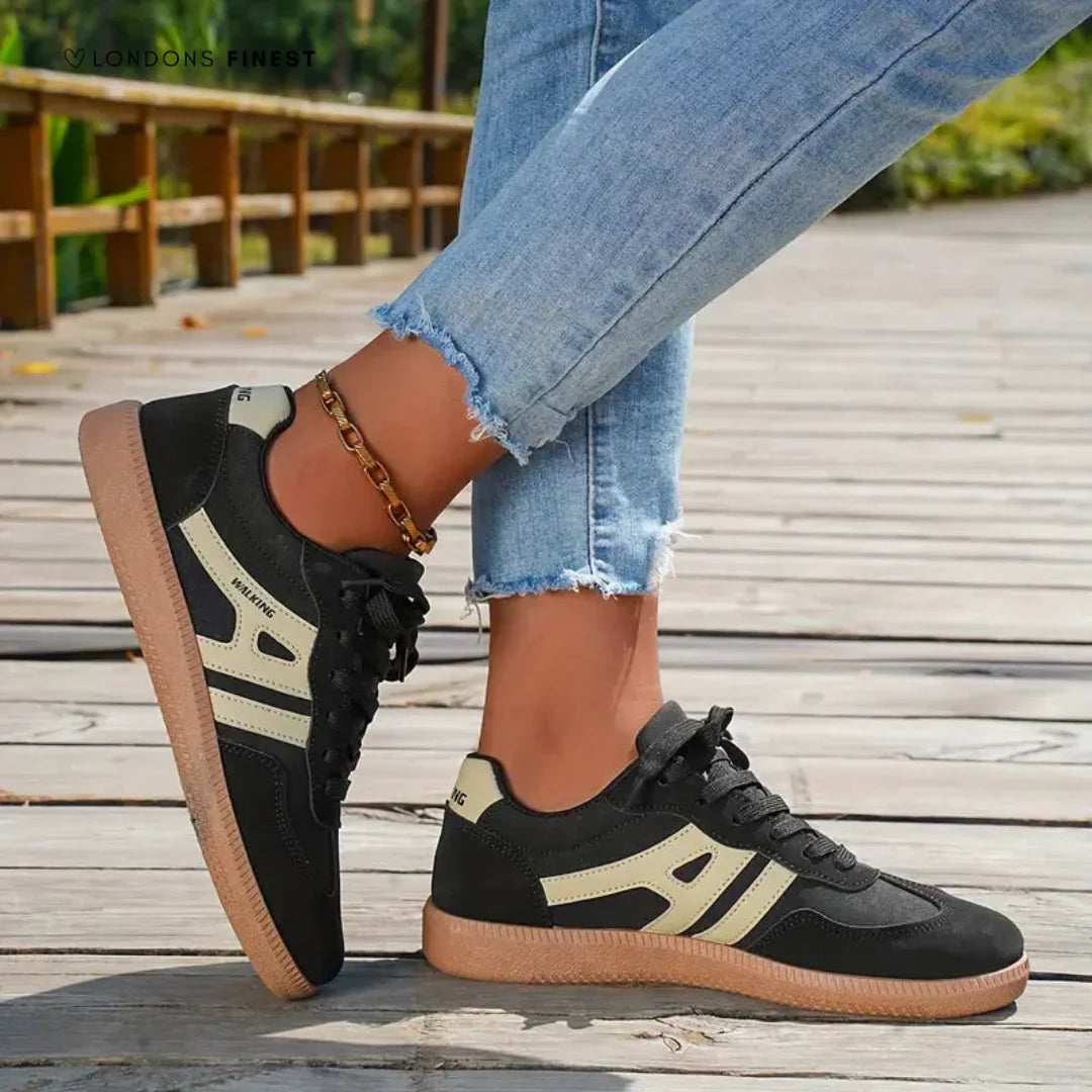 Mira Leather Lace-Up Trainers – Black