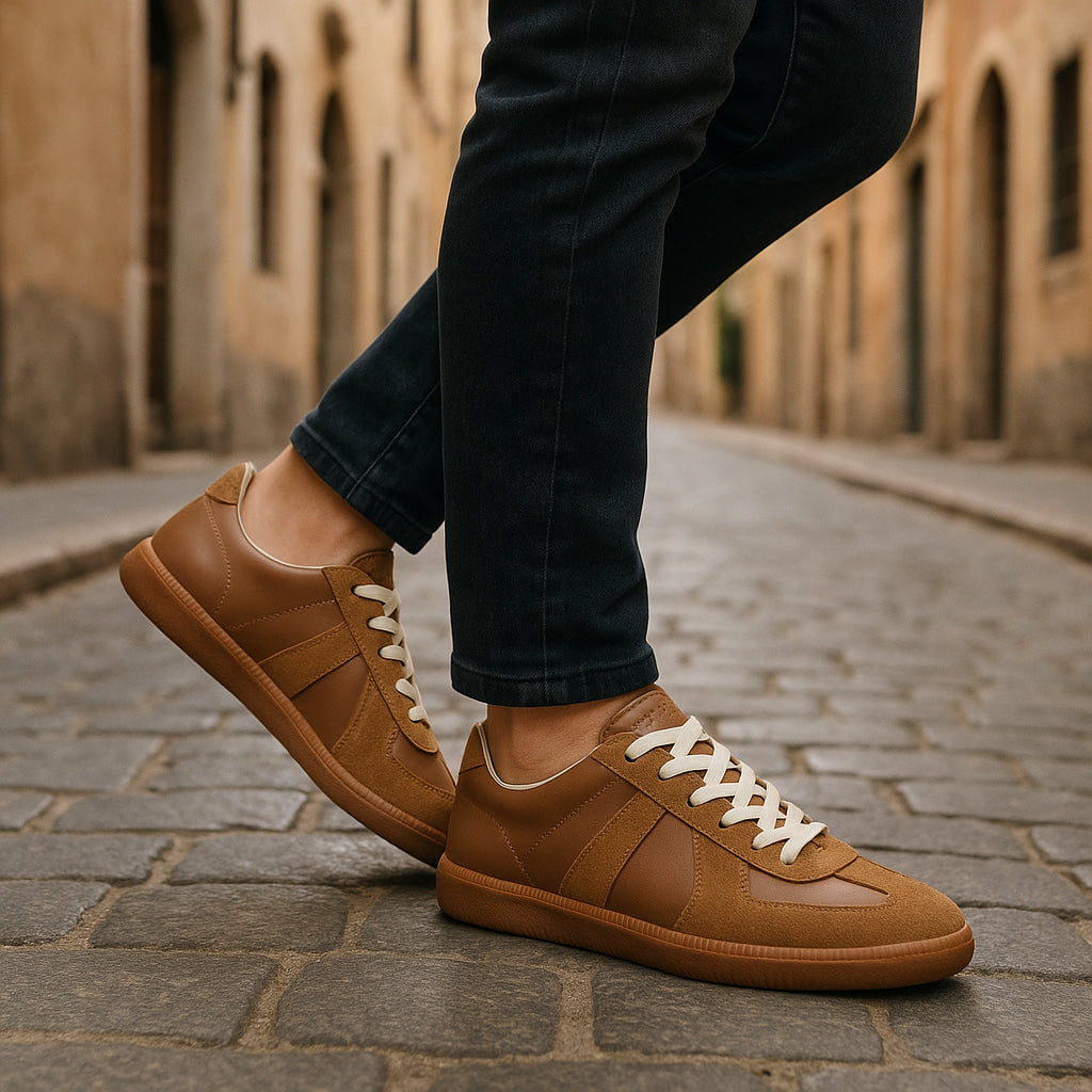 Pieter Men's Lace Up Casual Sneakers in Brown by Aurelia Sun
