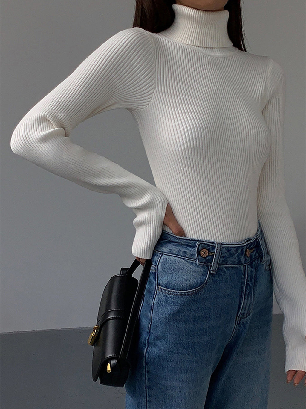 Women's Ribbed Turtleneck Sweater – Burgundy