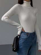 Women's Ribbed Turtleneck Sweater – Burgundy