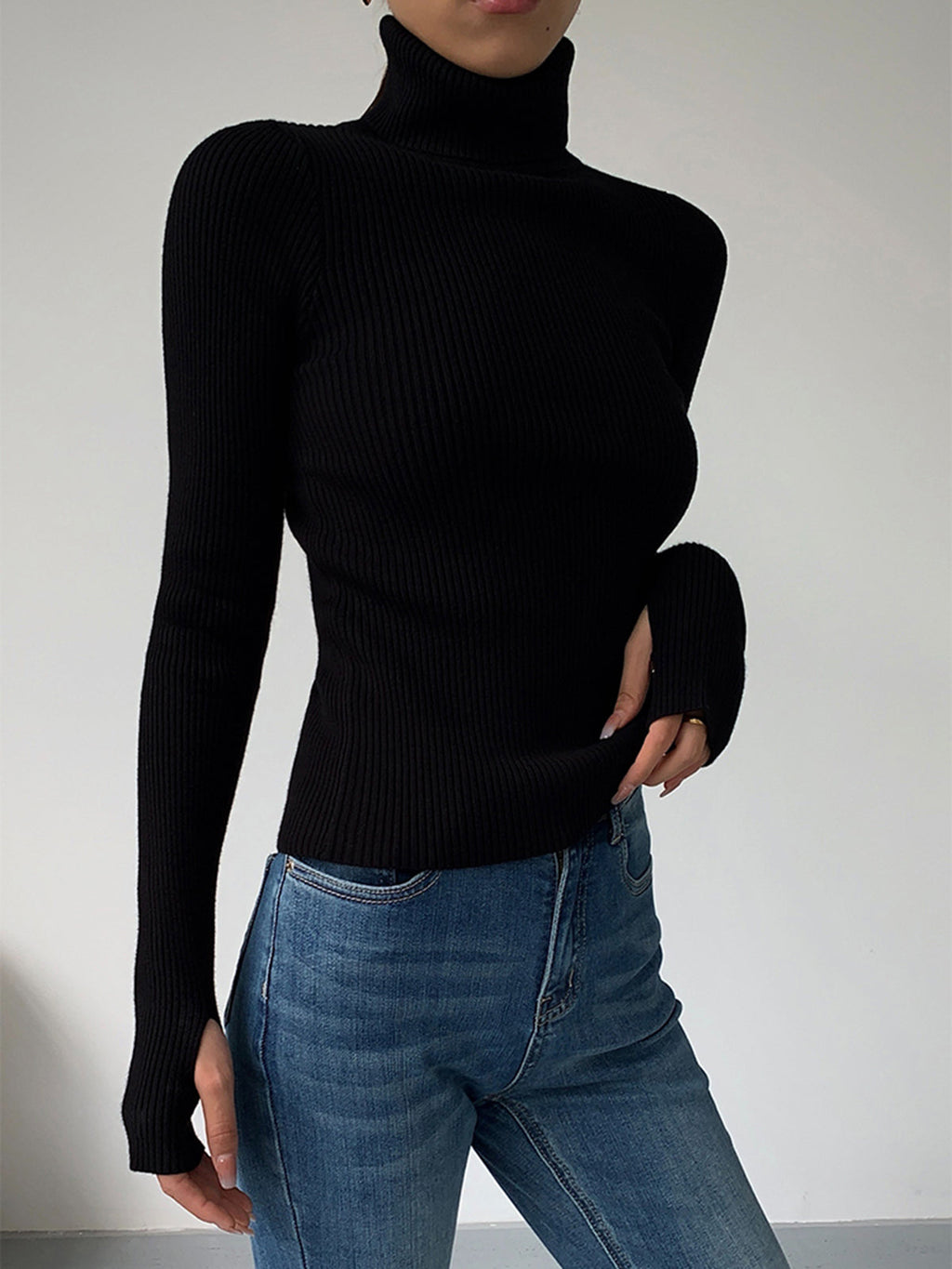 Women's Ribbed Turtleneck Sweater – Burgundy