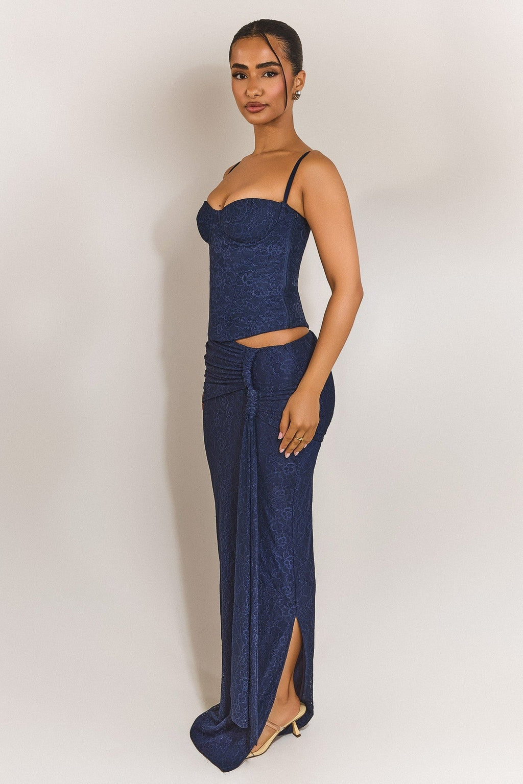 Navy Lace Underwired Corset Top