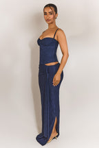 Navy Lace Underwired Corset Top