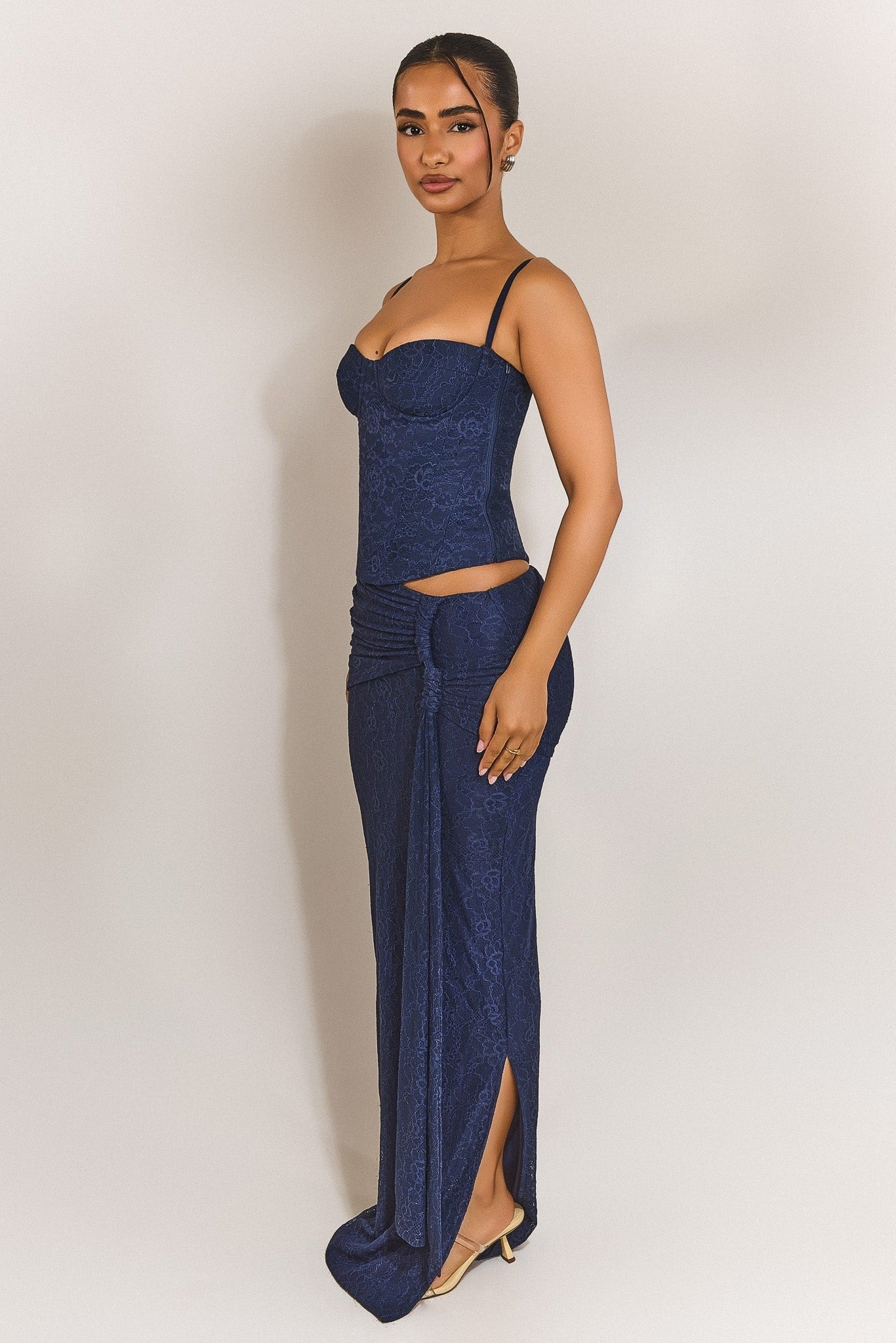 Navy Lace Underwired Corset Top