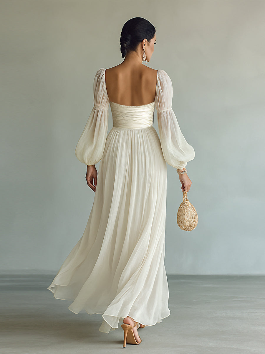 Evelyn Chiffon Square Neck Maxi Dress by Aurelia Sun