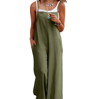 Cotton Wide-Leg Pocket Jumpsuit