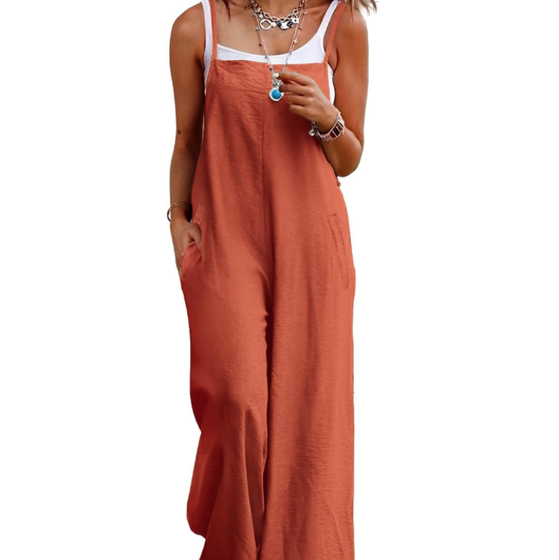 Cotton Wide-Leg Pocket Jumpsuit