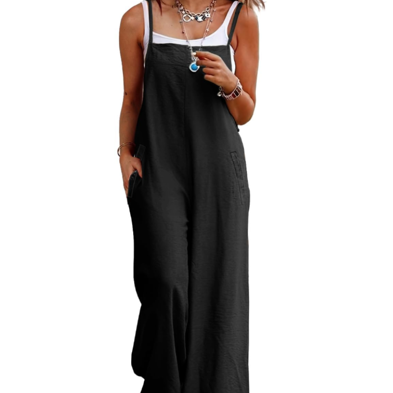 Cotton Wide-Leg Pocket Jumpsuit