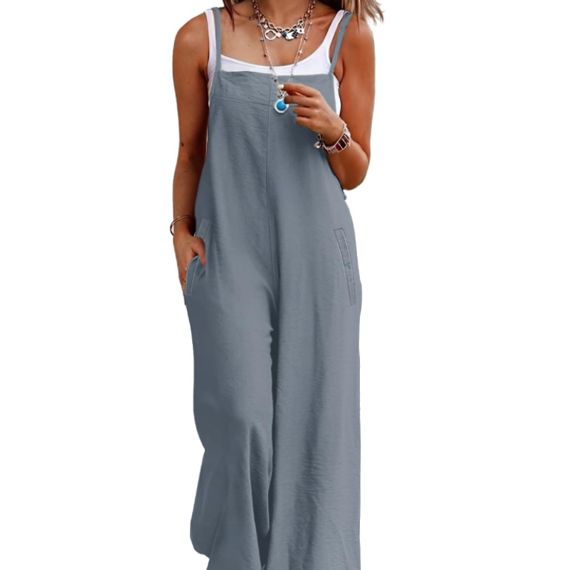 Cotton Wide-Leg Pocket Jumpsuit
