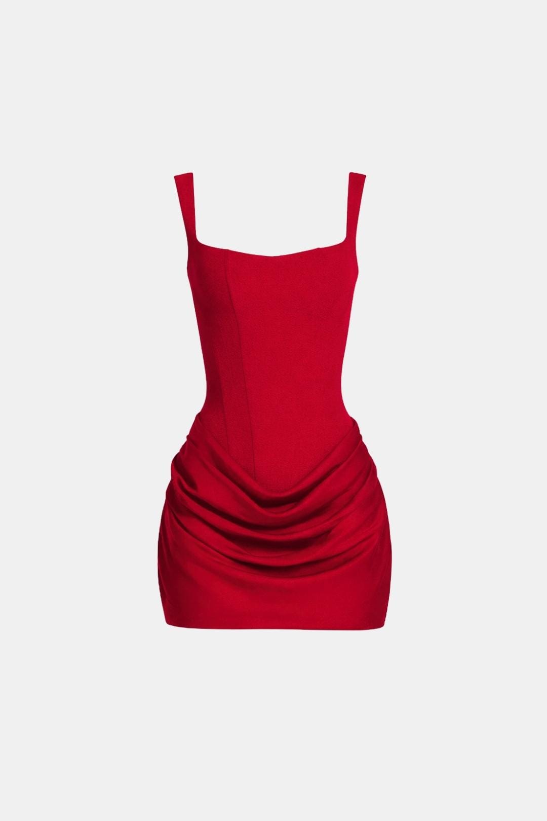 Boned Bodice Cowl Mini Dress