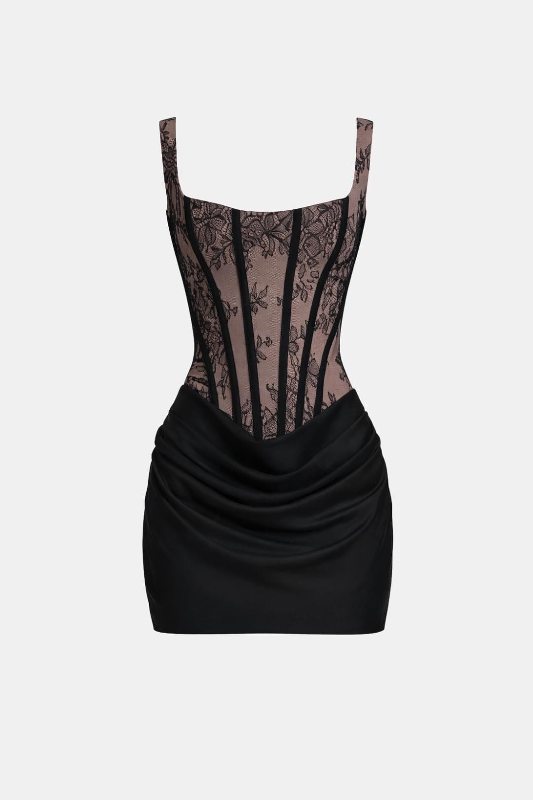 Boned Bodice Cowl Mini Dress