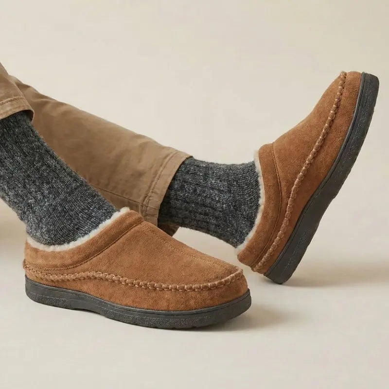 Wide-Fit Fleece-Lined Indoor Slippers