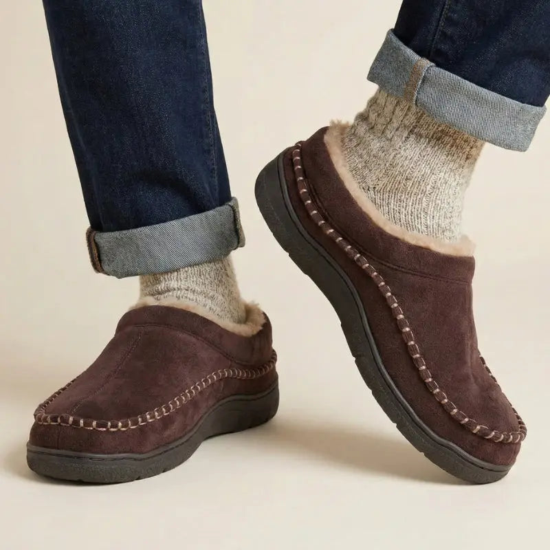 Wide-Fit Fleece-Lined Indoor Slippers