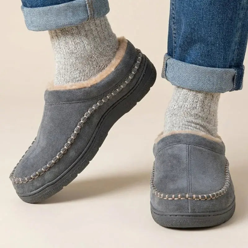 Wide-Fit Fleece-Lined Indoor Slippers
