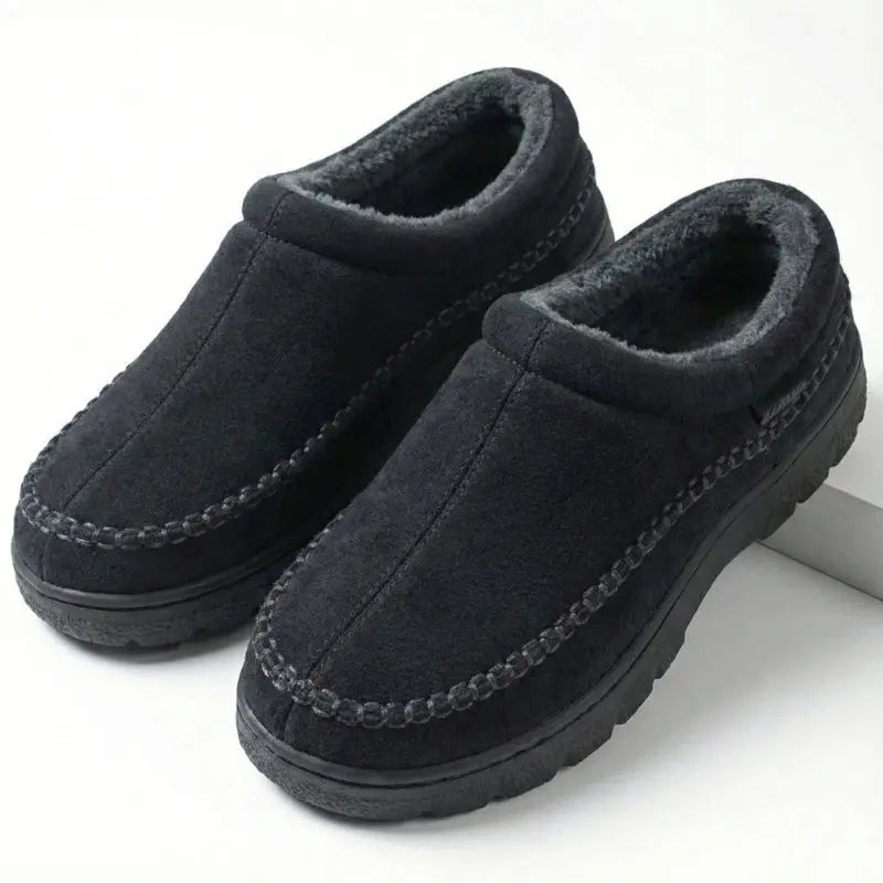 Wide-Fit Fleece-Lined Indoor Slippers